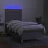 vidaXL Boxspringbett mit Matratze & LED Hellgrau 90x200 cm Stoff