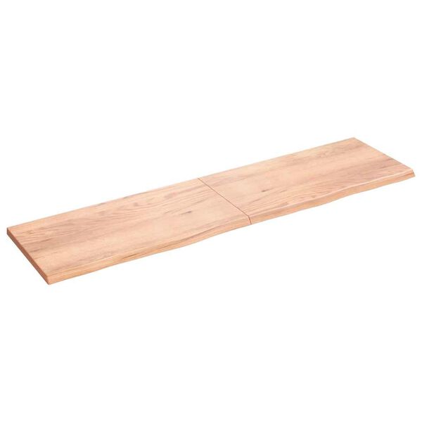 vidaXL Tischplatte Hellbraun 200x50x(2-4)cm Massivholz Eiche Behandelt
