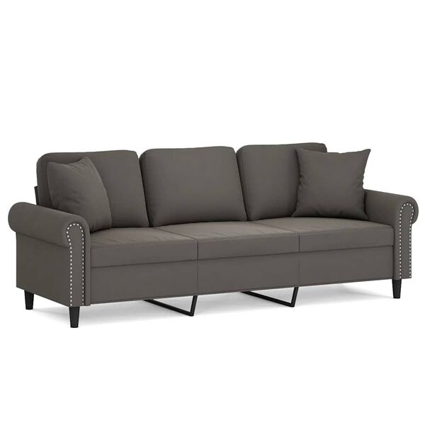 vidaXL 3-Sitzer-Sofa mit Kissen Dunkelgrau 180 cm Samt