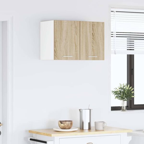 vidaXL H&auml;ngeschrank mit Speicher Sonoma-Eiche und Wei&szlig; 30 x 31 x 40 cm