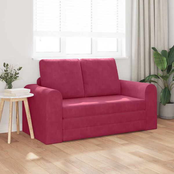 vidaXL Schlafsofa 60cm Weinrot Samt