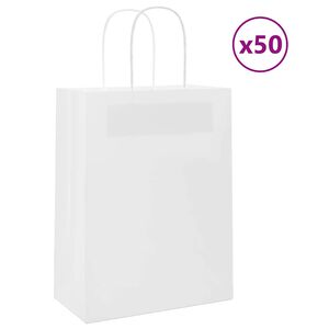 vidaXL Papiertragetaschen 50 Stk. mit Henkeln Wei&szlig; 21x11x28 cm