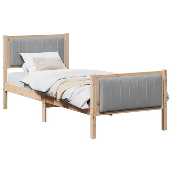 vidaXL Bettgestell Braun und hellgrau 80 x 200 cm Massivholz Kiefer