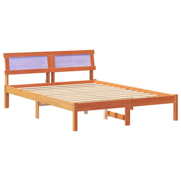 vidaXL Bettrahmen Wachsbraun 140 x 190 cm Massives Kiefernholz