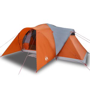 vidaXL Kuppel-Familienzelt 6 Personen Grau und Orange Wasserdicht