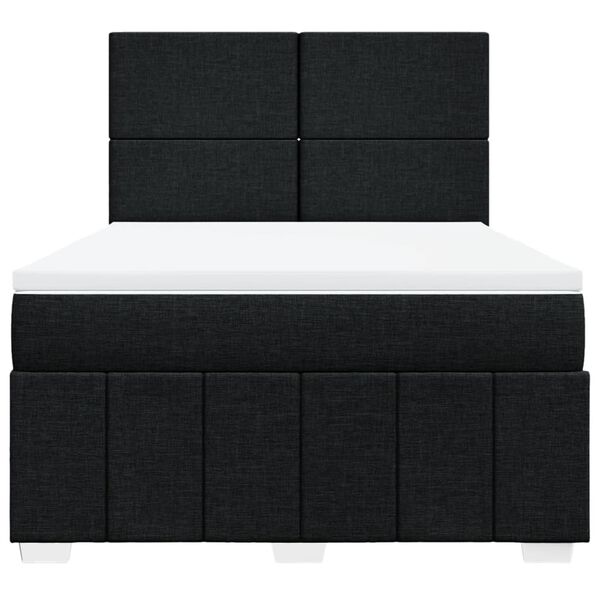 vidaXL Boxspringbett mit Matratze Schwarz 140x190 cm Stoff