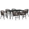 vidaXL Garten Essgruppe 7 pcs Braun Pulverbeschichteter Stahl