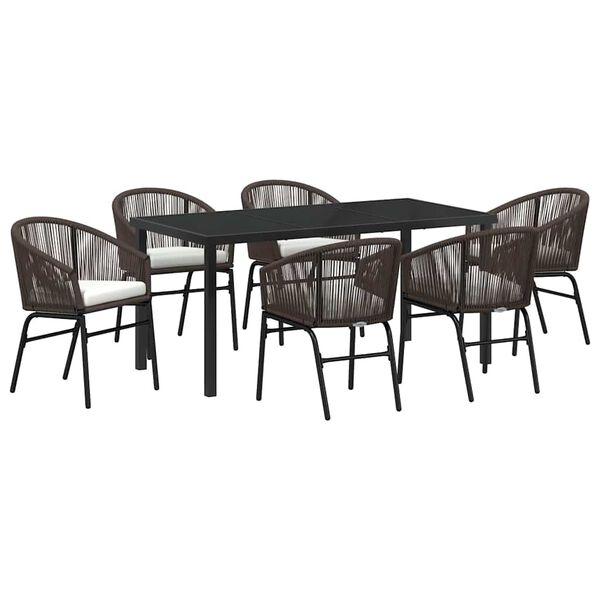vidaXL Garten Essgruppe 7 pcs Braun Pulverbeschichteter Stahl
