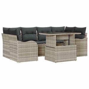 vidaXL Gartensofa-set 7 stk. Hellgrau und Grau Poly-Rattan