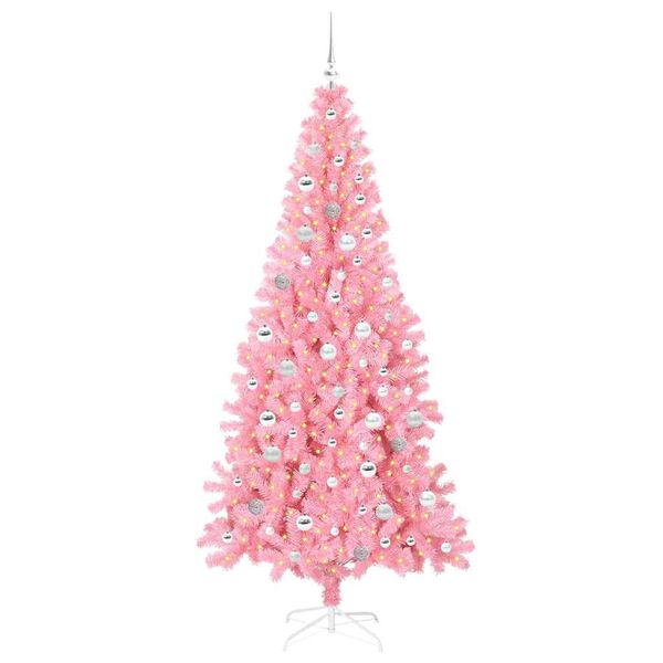 vidaXL Weihnachtsbaum mit 300 LEDs mit St&auml;nder Rosa 210 cm PVC