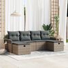 vidaXL Garten-Sofa-Set mit Kissen mit Speicher 6 pcs Grau Poly Rattan
