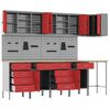 vidaXL Arbeitsschrankset mit Schubladen mit Regal 12 pcs Rot und Grau
