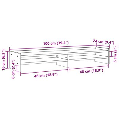 vidaXL Monitorständer Braun Eichen-Optik 100x24x16 cm Holzwerkstoff