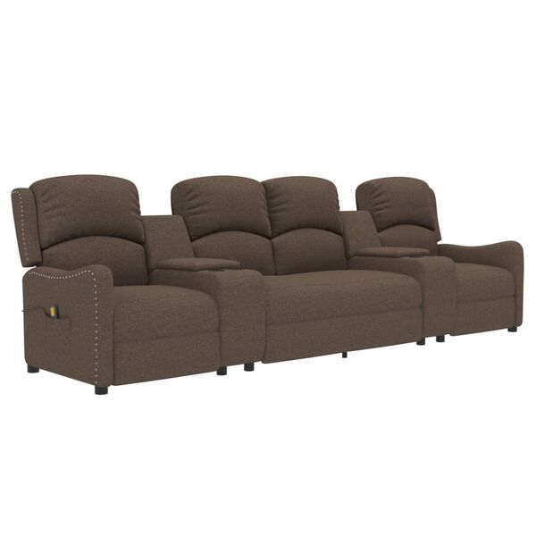 vidaXL 4-Sitzer Massagesessel mit Getr&auml;nkehalter Taupe Stoff