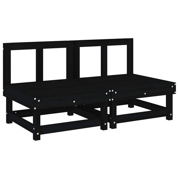 vidaXL Mittelsofas mit Kissen 2 Stk. Schwarz Massivholz Kiefer