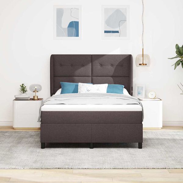 vidaXL Boxspringbett mit Matratze Dunkelbraun 140 x 200 cm Stoff