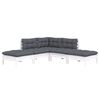 vidaXL 5-tlg. Garten-Lounge-Set mit Kissen Wei&szlig; Kiefernholz