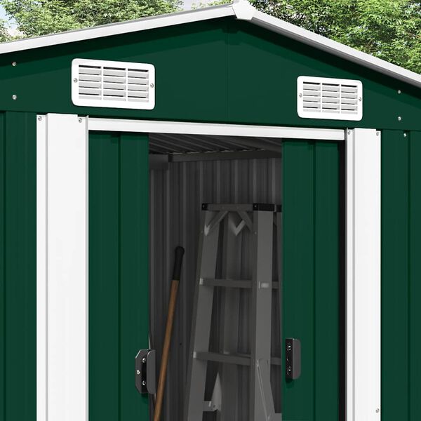 vidaXL Ger&auml;tehaus 257x392x181 cm Metall Gr&uuml;n