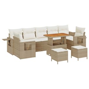 vidaXL Garten-Sofa-Set 10 pcs Beige Poly-Rattan