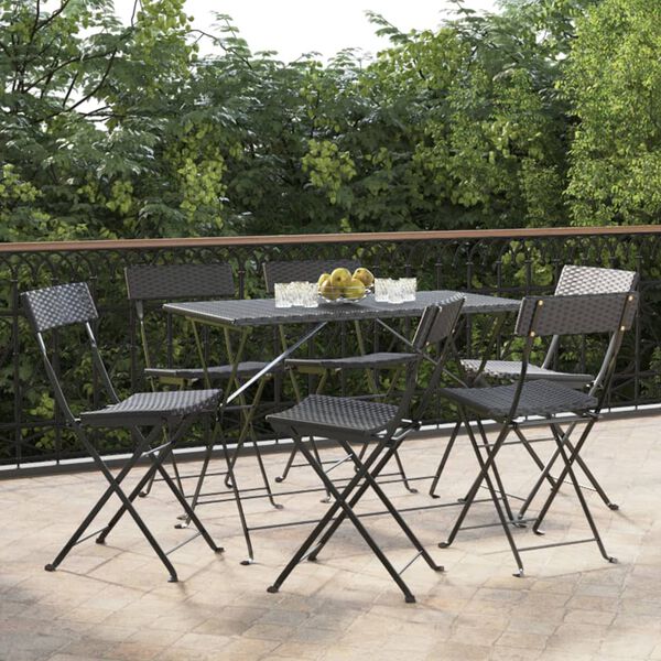 vidaXL Bistrost&uuml;hle 6 Stk. Klappbar Schwarz Poly Rattan und Stahl