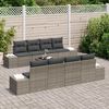 vidaXL Garten-Sofa-Set mit Kissen mit Kissen 7 pcs Grau Poly-Rattan