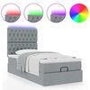 vidaXL Ottoman-Bett mit Matratze & LEDs Hellgrau 100x200 cm Stoff
