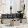 vidaXL 6-tlg. Garten-Sofagarnitur mit Kissen Hellgrau Poly Rattan