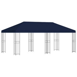vidaXL Gartenpavillon 6 x 3 m Blau Polyester und Stahl 190 gsm