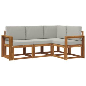 vidaXL Outdoor-Sofagarnitur 4 stk. Nat&uuml;rlich und Hellgrau