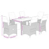 vidaXL 7-tlg. Garten-Bistro-Set mit Kissen Beige Poly Rattan