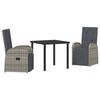 vidaXL Garten Essgruppe 3 Stk. Grau Poly-Rattan