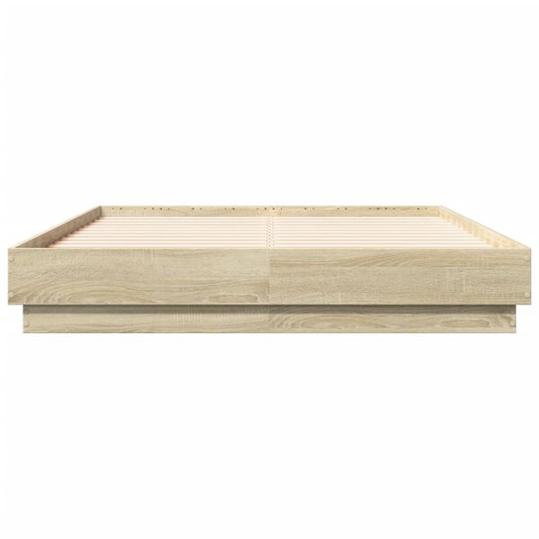 vidaXL Bettgestell Sonoma-Eiche 140x190 cm Holzwerkstoff