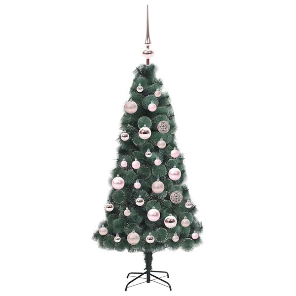 vidaXL K&uuml;nstlicher vorbeleuchteter Weihnachtsbaum mit Kugelset 120 cm