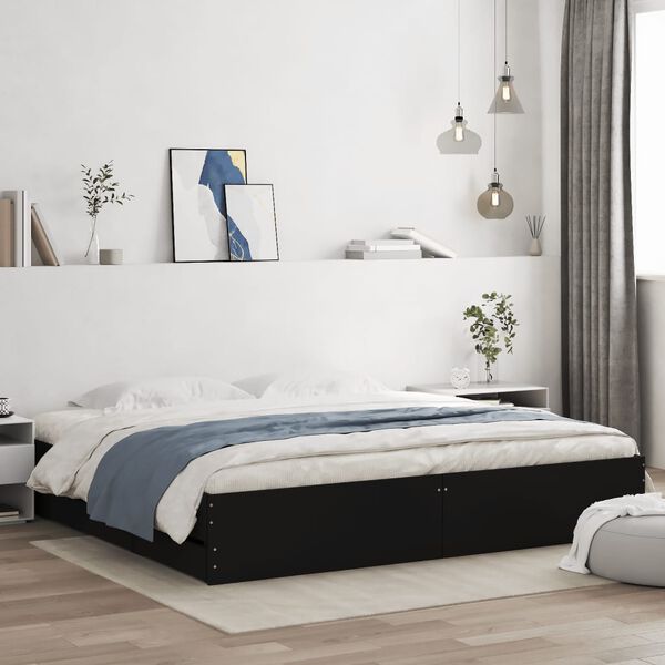 vidaXL Bettgestell mit Schubladen Schwarz 180x200 cm Holzwerkstoff