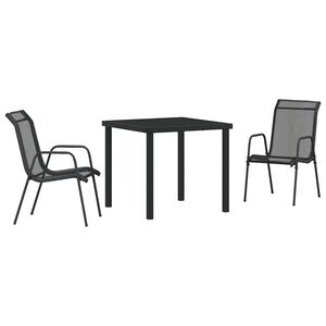 vidaXL Garten Essgruppe 3 pcs Schwarz Pulverbeschichteter Stahl