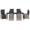 vidaXL Garten Essgruppe mit Kissen 7 pcs Hellgrau Poly-Rattan