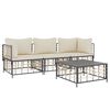 vidaXL 4-tlg. Garten-Lounge-Set mit Kissen Anthrazit Poly Rattan