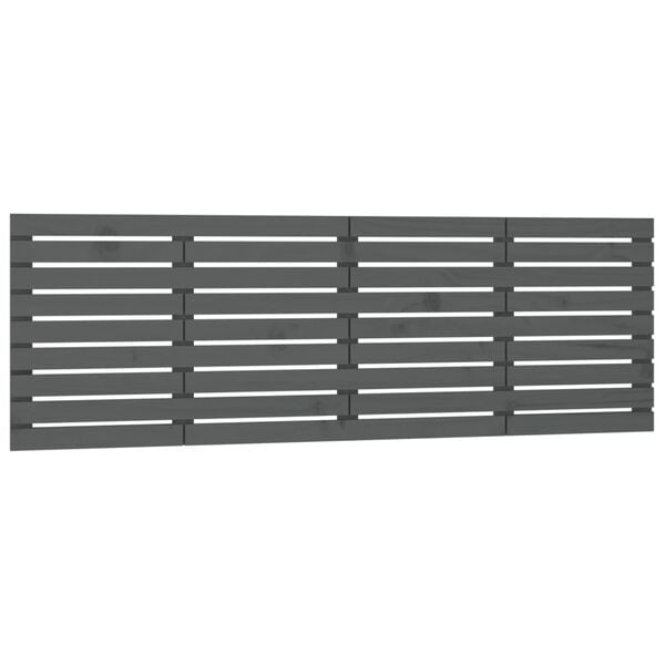 vidaXL Wand-Kopfteil Grau 206x3x63 cm Massivholz Kiefer