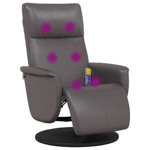 vidaXL Massagesessel mit Fu&szlig;teil Grau Kunstleder