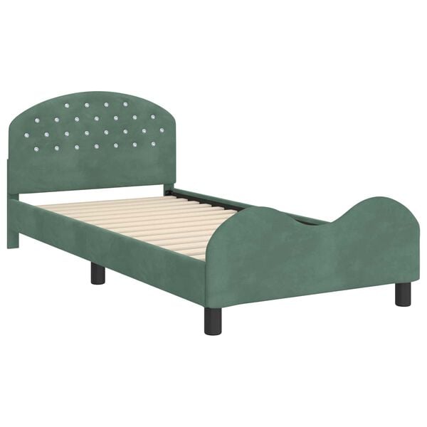 vidaXL Kinderbettgestell mit Kopfteil Meergr&uuml;n 90 x 200 cm Samt