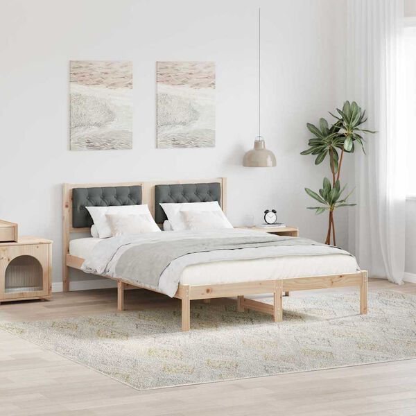 vidaXL Bettrahmen Dunkelgrau 140 x 200 cm Massives Kiefernholz