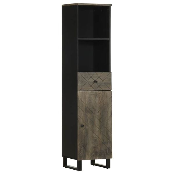 vidaXL 5-tlg. Badm&ouml;bel-Set Schwarz Massivholz Mango