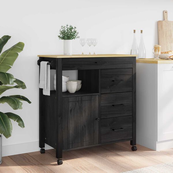 vidaXL K&uuml;chentrolley Uni Schwarz 84 x 40 x 88,5 cm