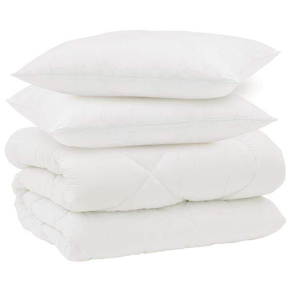 vidaXL Winterbettdecke mit Kissen 3 pcs Wei&szlig; Mikrofaser