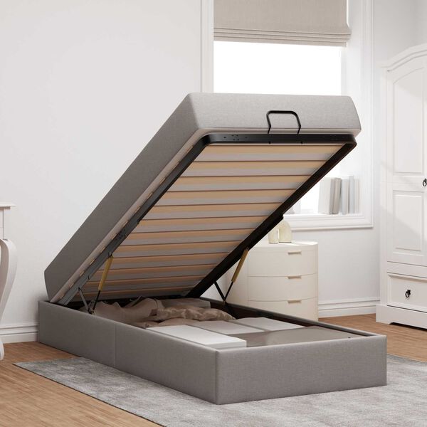 vidaXL Bettgestell mit Matratze mit Matratze 2 pcs Taupe Stoff