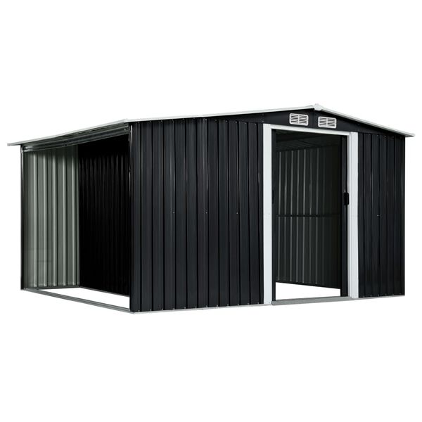 vidaXL Ger&auml;tehaus mit Schiebet&uuml;ren Anthrazit 329,5&times;205&times;178 cm Stahl