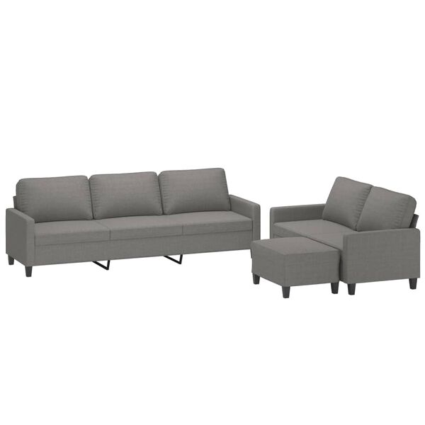 vidaXL 3-tlg. Sofagarnitur mit Kissen Dunkelgrau Stoff