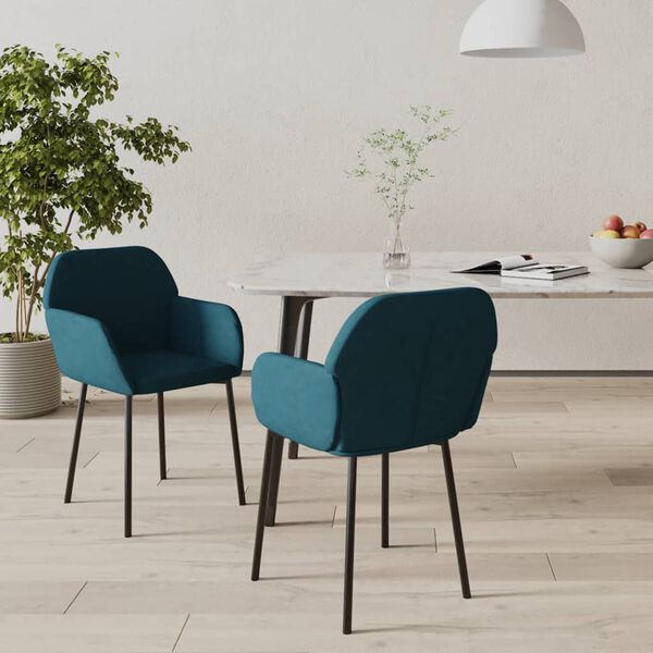 vidaXL Esszimmerst&uuml;hle 2 Stk. Blau Samt