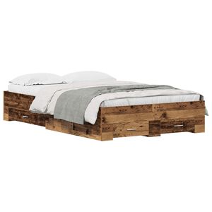 vidaXL Bettrahmen mit Schubladen Altholz 120 x 200 cm Holzwerkstoff