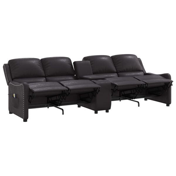 vidaXL 4-Sitzer Massagesessel mit Getränkehalter Schwarz Kunstleder